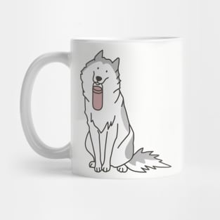 Husky holding pink water bottle Mug